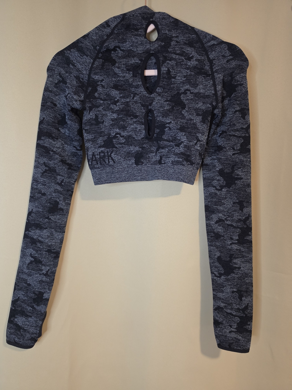 Gymshark Charcoal Camo Cropped Crew with Keyhole Back